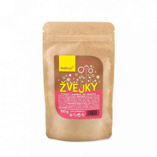 WOLFBERRY Žvejky s propolisem, jahoda 100 g porovnat ceny