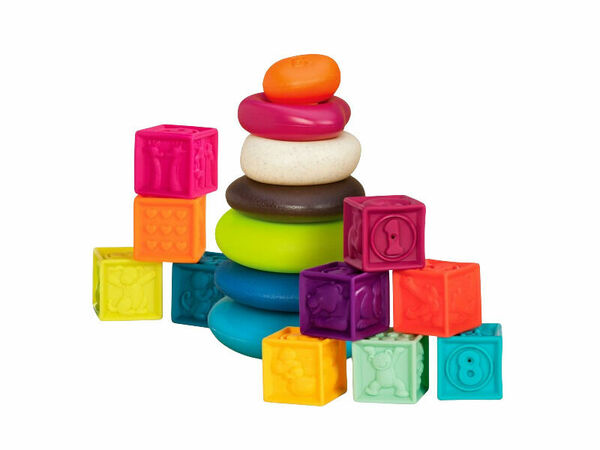B-Toys Kostky One Two Squeeze a Pyramida z kroužků porovnat ceny