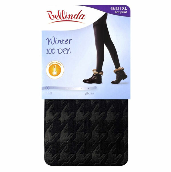 BELLINDA Neprůsvitné zimní punčochy 40 XL černé s potiskem 1 kus porovnat ceny
