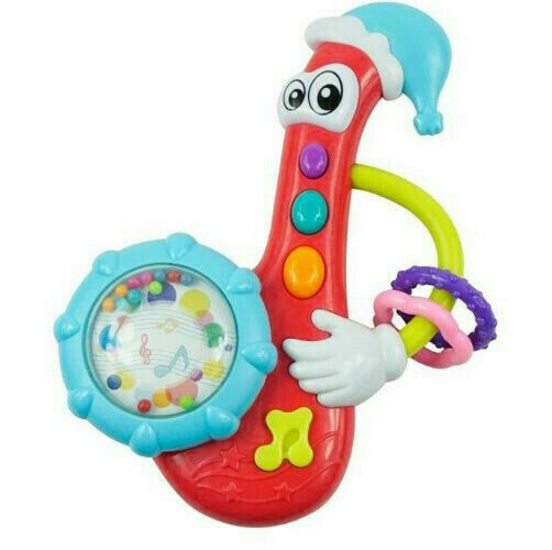 Chrastítko Baby Mix s melodií saxofon červený porovnat ceny