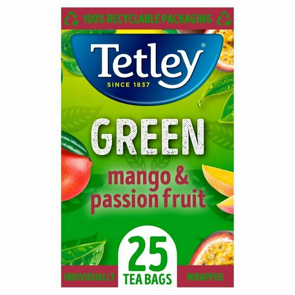 Tetley Zelený čaj Mango / Maracuja 25x2g porovnat ceny