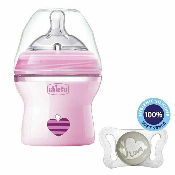 Chicco Láhev kojenecká Natural Feeling 0m+ dívka 150ml + vzorek Šidítko Physio Micro 0-2m porovnat ceny