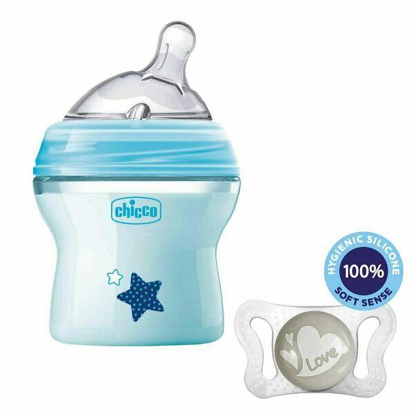 Chicco Láhev kojenecká Natural Feeling 0m+ chlapec 150ml + vzorek Šidítko Physio Micro 0-2m porovnat ceny