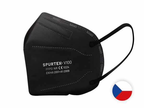 SpurTex Nanorespirátor V100 FFP2 NR CE velikost M ČERNÝ 5ks porovnat ceny