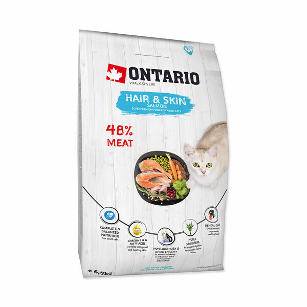 Ontario Cat Hair&Skin granule 6,5 kg porovnat ceny