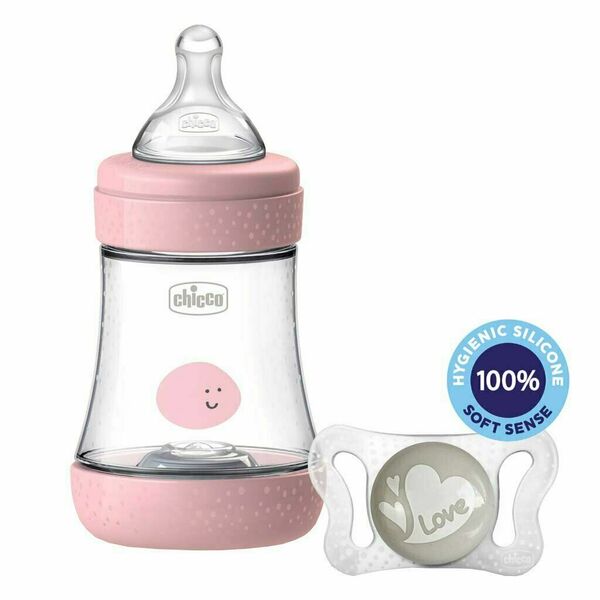Chicco Láhev kojenecká Perfect 5 silikon dívka 150ml + vzorek Šidítko Physio Micro 0-2m porovnat ceny