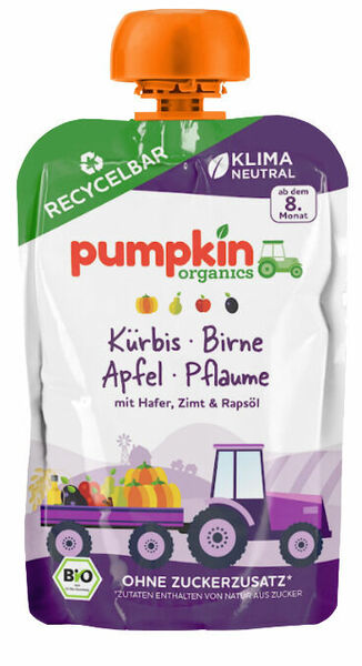pumpkin organics BIO Zeleninové pyré z dýně s hruškou, švestkou, oves 8.měsíc 100 g porovnat ceny