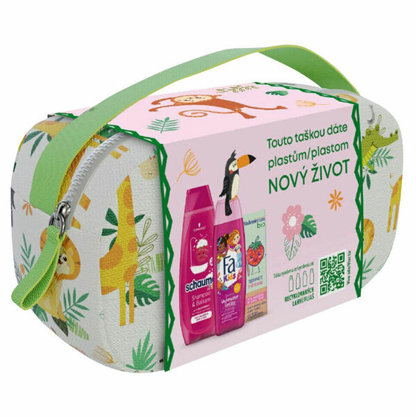 FA & SCHAUMA & VADEMECUM Kids Girl Sprchový gel 250 ml + šampon 400 ml + zubní pasta 50 ml + taštička Dárkové balení porovnat ceny