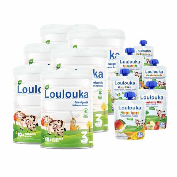 Loulouka 3 BIO pokračovací batolecí výživa 6x900 g + 6x BIO lahodná kapsička porovnat ceny
