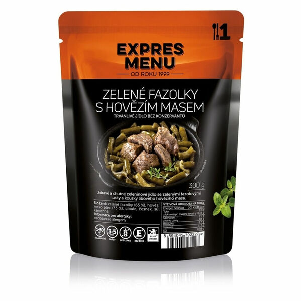 EXPRES MENU Zelené fazolky s hovězím masem bez lepku 1 porce porovnat ceny