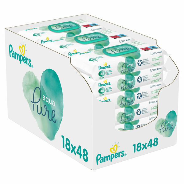 II. jakost Pampers Aqua Pure Dětské Čisticí ubrousky 18 x 48 ks porovnat ceny