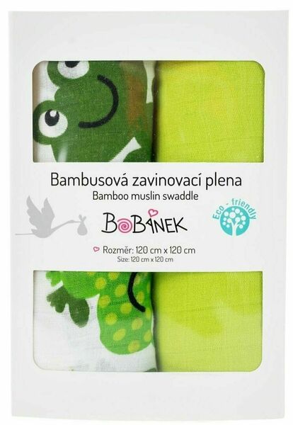 Bobánek Bambusové zavinovací pleny Duo Pack - Veselé žabky 120x120cm 2 ks porovnat ceny