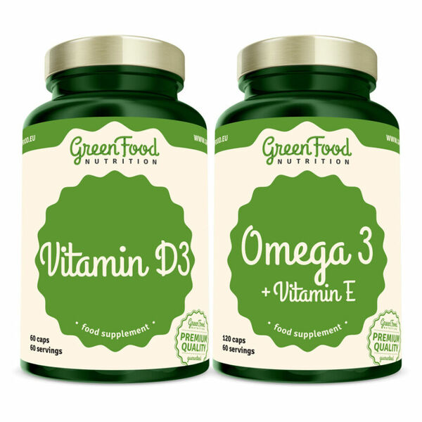 GREENFOOD NUTRITION Omega 3 + vitamin E 120 kapslí + vitamin D3 60 kapslí porovnat ceny