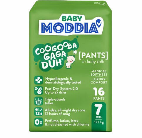 MODDIA BABY Plenkové kalhotky 7 XXL (17+ kg), 16 ks porovnat ceny