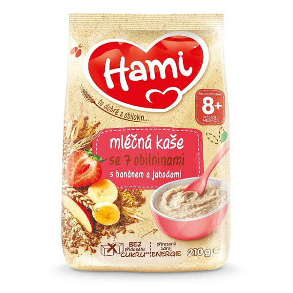 Hami Kaše na dobré ráno Mléčná se 7 obilninami s banánem a jahodami 210 g porovnat ceny