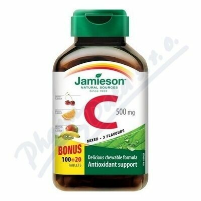 Jamieson Vitamín C 500mg tablety na cucání mix tří ovocných příchutí 120 tablet porovnat ceny