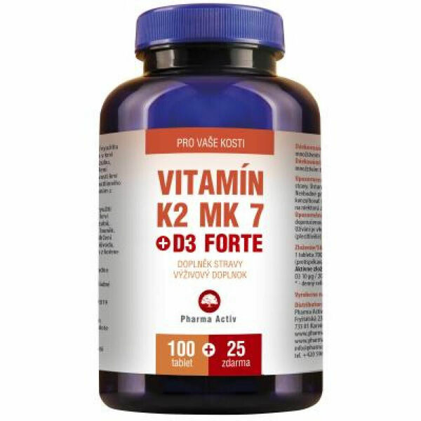 PHARMA ACTIV Vitamín K2 MK 7 + D3 forte 125 tablet porovnat ceny