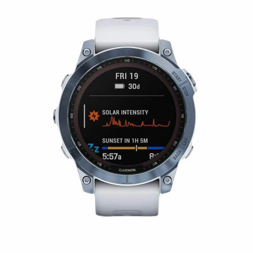 Garmin Fenix 7 Sapphire Solar, Titan Blue/ White Silicone Band porovnat ceny