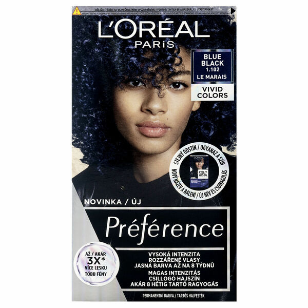 L'Oréal Paris Préférence Vivid Colors permanentní barva na vlasy 1.102 Le Marais 150 ml porovnat ceny