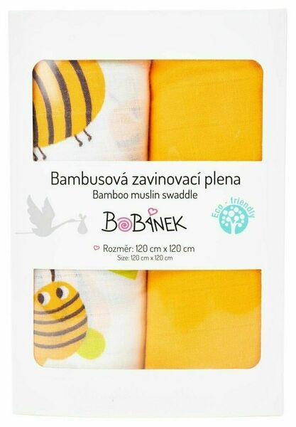 Bobánek Bambusové zavinovací pleny Duo Pack - Včelky 120x120cm 2 ks porovnat ceny