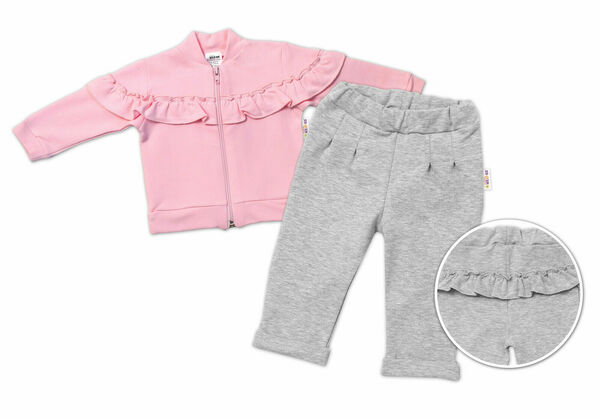 Baby Nellys Dětská tepláková souprava s volánkem SWEET LADY - růžová, šedá, porovnat ceny