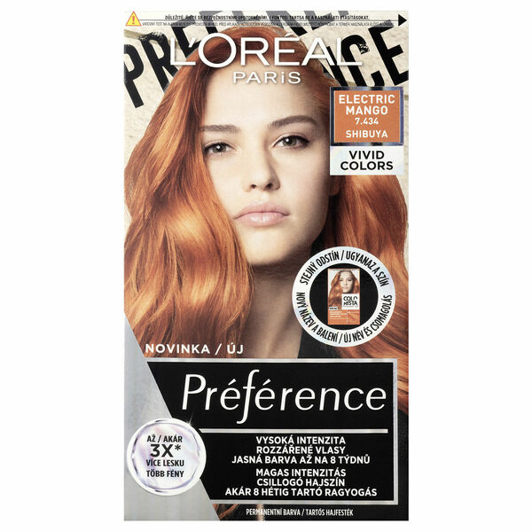 L'Oréal Paris Préférence Vivid Colors permanentní barva na vlasy 7.434 Shibuya 150 ml porovnat ceny