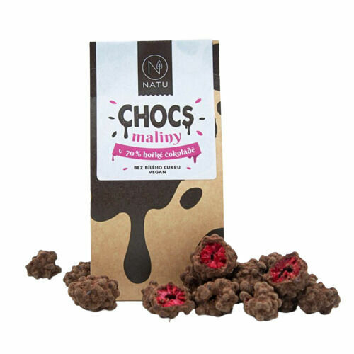 Natu CHOCS Maliny v 70% hořké čokoládě 100g porovnat ceny