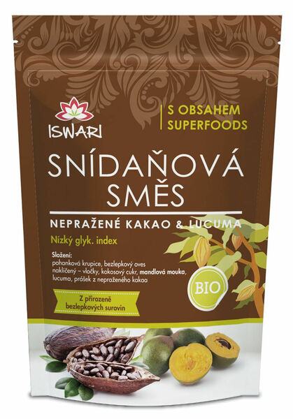 Iswari BIO Snídaňová směs nepražené kakao-lucuma 300 g porovnat ceny