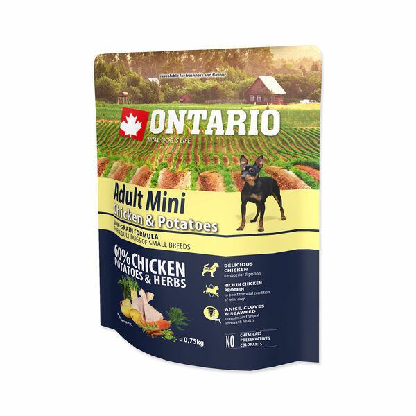Ontario Adult Mini Chicken & Potatoes granule 0,75 kg porovnat ceny