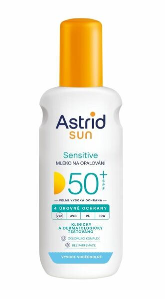 Astrid SUN Sensitive Mléko na opalování SPF50+ sprej 150 ml porovnat ceny