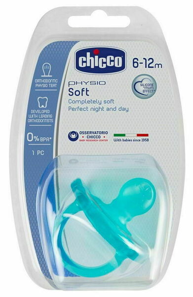 Chicco  Šidítko Physio Soft celosilikónové, modré 6-12m+ porovnat ceny