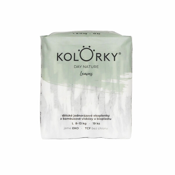 KOLORKY DAY NATURE - listy - L (8-13 kg) - 19 ks - jednorázové eko plenky porovnat ceny