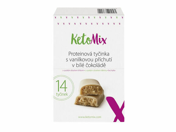 KetoMix Proteinová tyčinka s vanilkovou příchutí v bílé čokoládě 14 x 40 g porovnat ceny