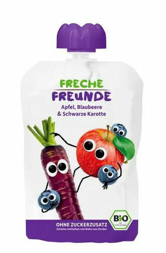 Freche Freunde BIO Kapsička jablko, borůvka a černá mrkev 100g porovnat ceny