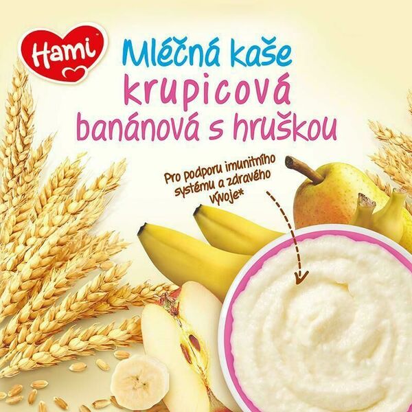 Hami mléčná kaše krupicová banánová s hruškou 225g porovnat ceny