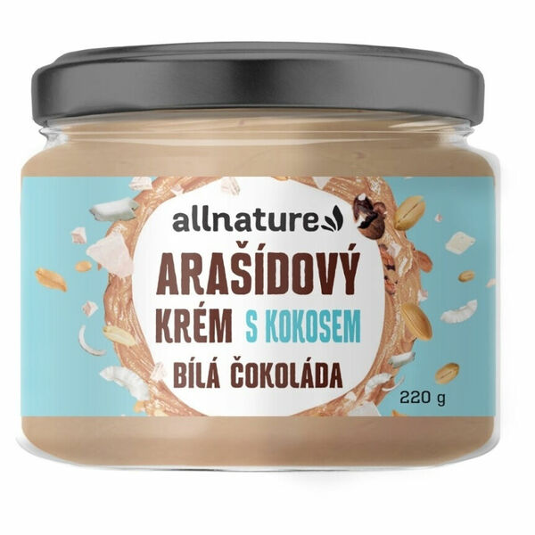 ALLNATURE Arašídový krém s bílou čokoládou a kokosem 220 g porovnat ceny