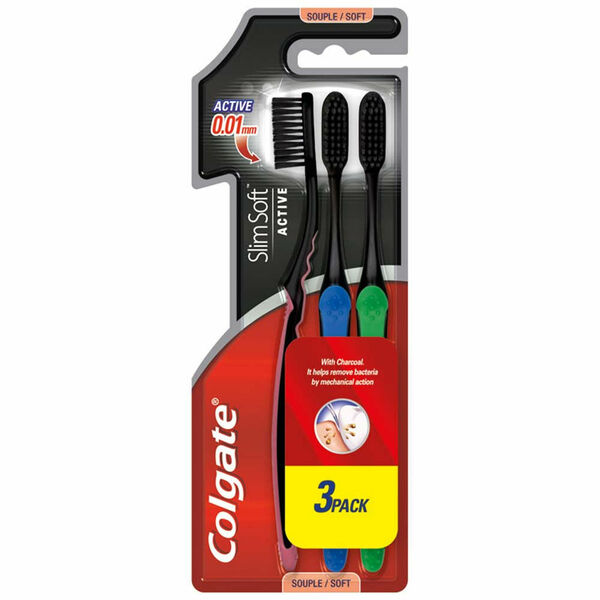 COLGATE Zubní kartáček Slim Soft Charcoal Měkký 3 ks porovnat ceny