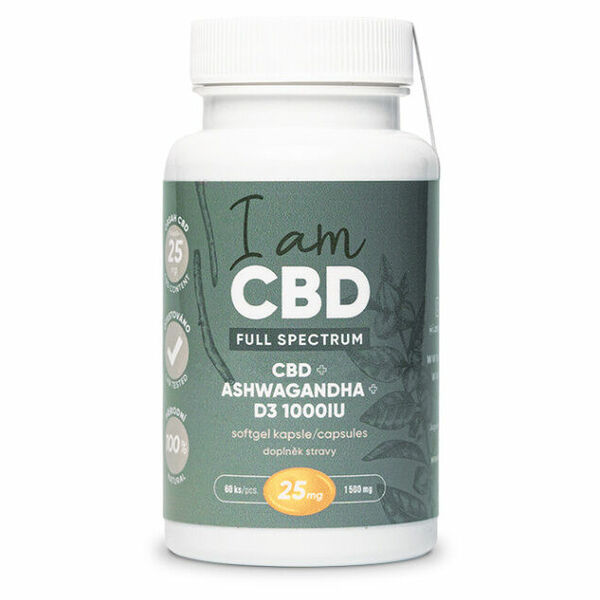 I AM CBD Full Spectrum CBD kapsle 1 500 mg, Vitamín D3, Ashwagandha 60 ks porovnat ceny