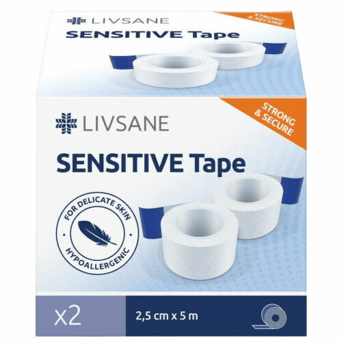 LIVSANE Fixační náplast Sensitive 2.5cmx5m 2ks porovnat ceny