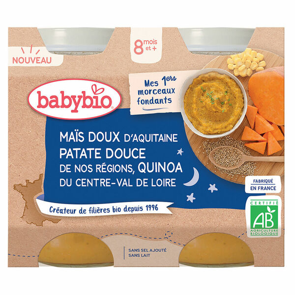 BABYBIO Sladká kukuřice, sladké brambory a quinoa 8m+ 2 x 200 g porovnat ceny