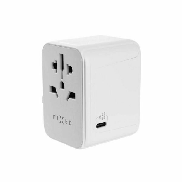 Fixed cestovní adaptér pro EU, UK a USA/AUS, 1x USB-C + 2x USB A, GaN, PD 30W, bílá porovnat ceny