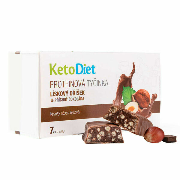 Keto Diet  KetoDiet Proteinové tyčinky Lískový oříšek a příchuť Čokoláda 7ks porovnat ceny