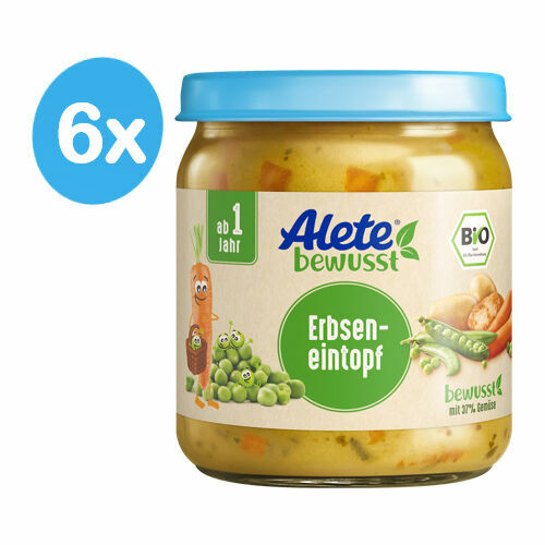 Alete BIO Příkrm zelenina s hráškem a vepřovým masem 12m+ 6x250 g porovnat ceny