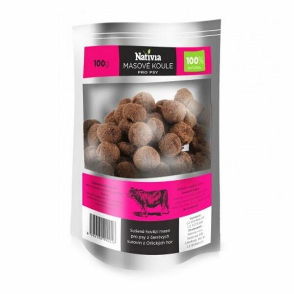 NATIVIA Sušené masové koule pochoutka pro psy 100 g porovnat ceny