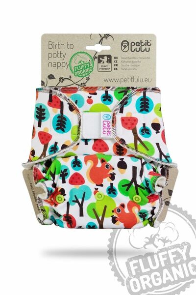 Petit Lulu - Kalhotkové pleny na suchý zip, Fluffy Organic - Veverka Zrzečka porovnat ceny