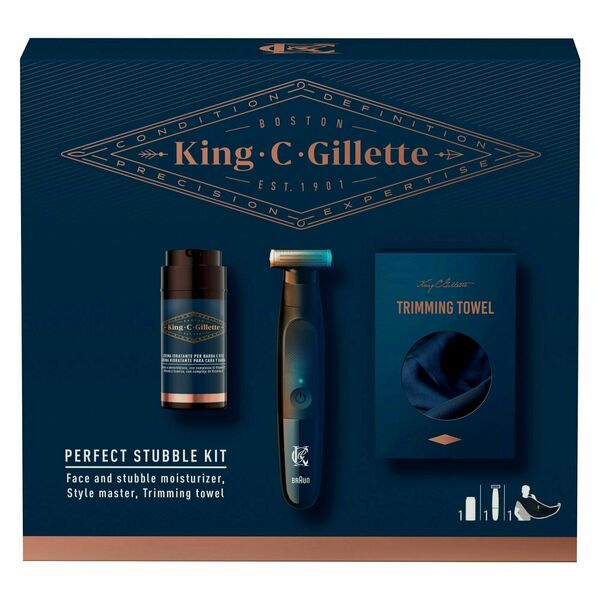 Gillette Dárková sada King C. Gillette Style master + hydratační krém King C. Gillette face & stubble moisturizer + ručník porovnat ceny