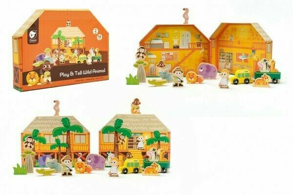 Teddies Safari/ZOO figurky dřevo+domeček 16ks ve fólii 24+ porovnat ceny