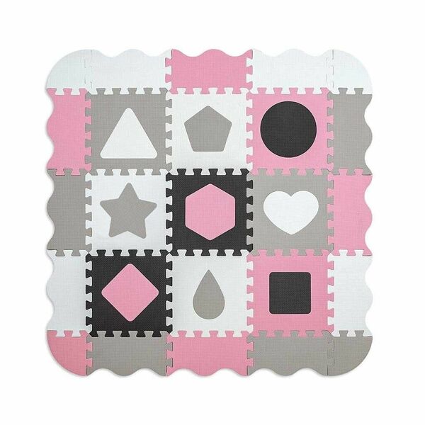 Pěnové puzzle, podložka Jolly Shapes, růžová/šedá, 25 dílků porovnat ceny