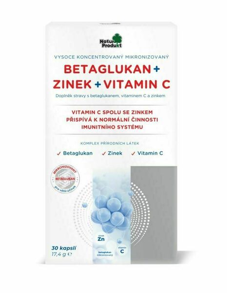 Naturprodukt Betaglukan + zinek + vitamin C 30 kapslí porovnat ceny