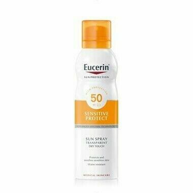 EUCERIN SUN Transparentní sprej na opalování Dry Touch Sensitive Protect SPF 50 200 ml porovnat ceny